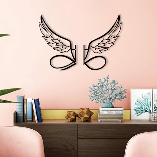 DUOOLN Angel Wings Metal Wall Decor Art, Abstract Butterfly Sculpture-Black - color: Black - Angel's Wings Large