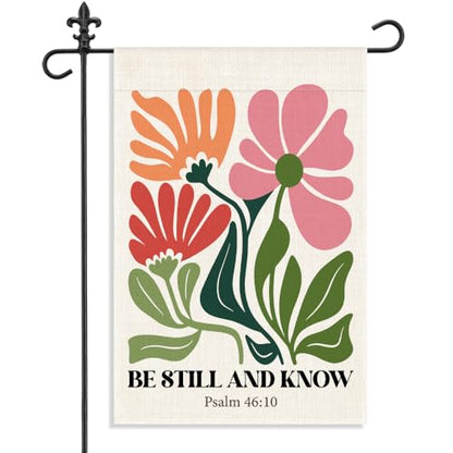 Be Still and Know Psalm 46:10 12 x 18 Inch Floral Garden Flag - color: White 4