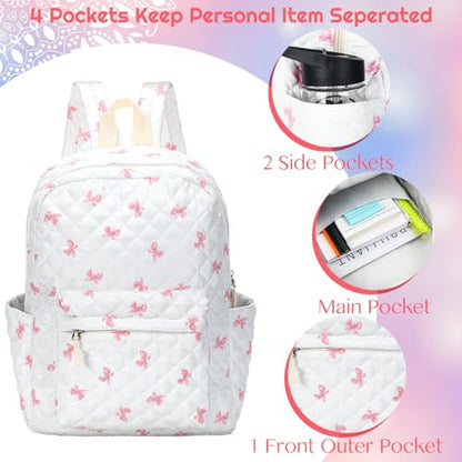 Shyyween 3 Pcs Backpack, Lunch Bag, Pencil Case Set Bow Pink - color: Pink, style: Bow