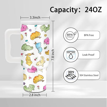 Axolotl Gifts for Girls 24oz Salamander Tumbler with Handle & Straw - color: Axolotl1