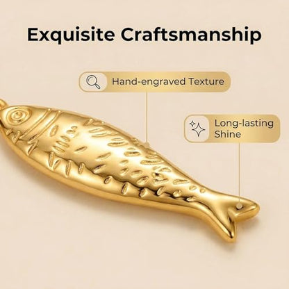 Gold Fish Dangle Earrings for Women, Hypoallergenic Small Gold Huggie Hoops, Unique Beach Jewelry Aretes de Mujer