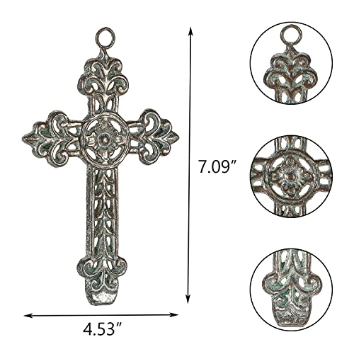 Aifeorzo 3 Pcs Decorative Wall Crosses, Cast Iron Cross Wall Decor - size: 4.33" x 6.69"