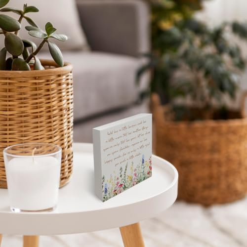 OFlich Wildflower Girl Nursery Decor Wooden Box Sign 5x5 Inch - color: flower