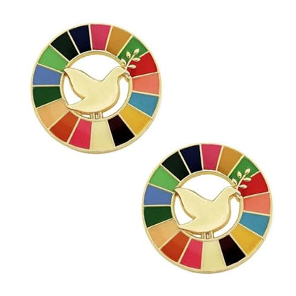 2pc United Nations Peace Dove Enamel Lapel Pin Brooch With 17 Colors Sustainable Development Goals Medal Badge