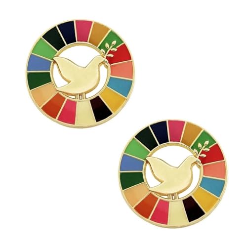 2pc United Nations Peace Dove Enamel Lapel Pin Brooch With 17 Colors Sustainable Development Goals Medal Badge