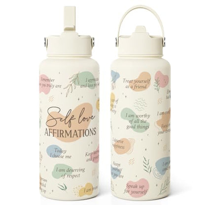 Inspiration Gifts for Women Girls, Inspiration Water Bottle 32oz Stainless Steel with Lid, Insulated Bottles Gift Idea for Birthday Christmas - color: Inspiration 1