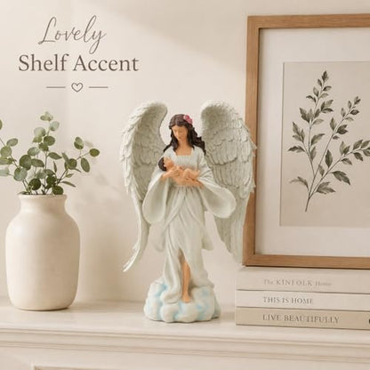 12.6 Inch Guardian Angel Figurine Holding Baby Figurine - size: 12.6 inch