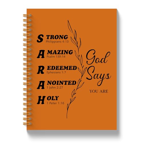 JLLBF Orange Christian Spiral Notebook, God Says I Am Bible Notebooks for Note Taking, Christian Gifts for Women Men, Inspirational Religious Journal Notebook, 5.5x8.3 Inch - color: God Says