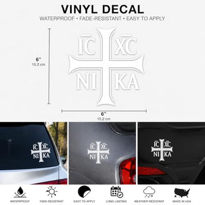 Orthodox Christian Cross Vinyl Decal Sticker, Religious Symbol Decal | Waterproof Christian Car Window Sticker | Faith-Based Vinyl Decal for Vehicles and Laptops (6 inches) - size: 6in