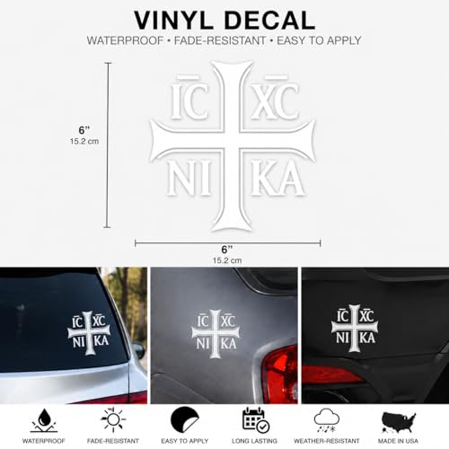 Orthodox Christian Cross Vinyl Decal Sticker, Religious Symbol Decal | Waterproof Christian Car Window Sticker | Faith-Based Vinyl Decal for Vehicles and Laptops (9in) - size: 9in