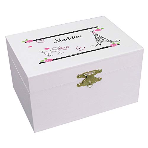 My Bambino Personalized French Paris African American Ballerina Musical Jewelry Box | Birthday Gift for Girls - color: French Paris