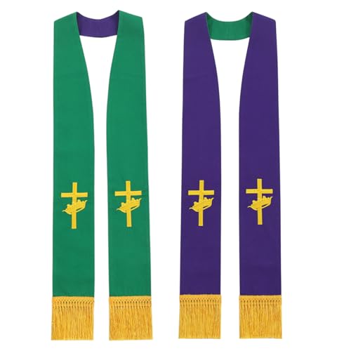 BLESSUME Church Clergy Pastor Reversible Stole - color: Green and Purple