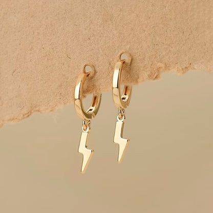 Earrings for Women 14K Gold Plated Huggie Hoop Dangle - color: 05. Lightning