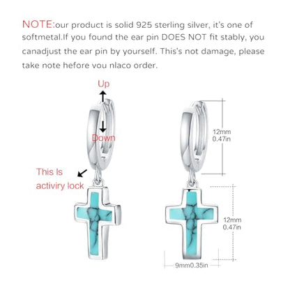 Opal Cross Stud Earrings, 925 Sterling Silver Hypoallergenic Stud Earrings - style: Dangle Cross
