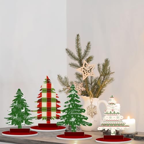 Namalu 16 Pcs Joy Christmas Tree Centerpiece Buffalo Plaid Snowflake - style: Joy