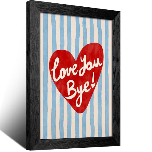 Love You Bye Canvas Wall Art Heart Poster 12x16in Black Framed Flat - color: style 07, size: 12"L x 16"W