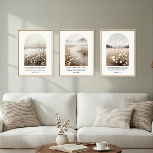 Christian Bible Verse Scripture Daisy Framed Canvas Wall Art Set-12"x16"x3 - color: Christian Bible Verse Wall Art, size: 12"L x 16"W