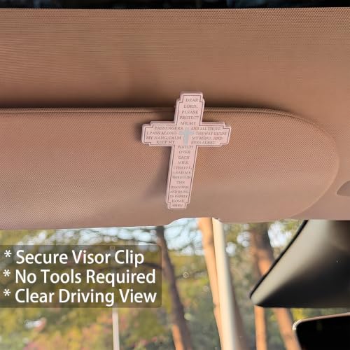Christian Visor Clip Cross for Car, Drive Safe Religious Accessories, Pink - color: Light Pink