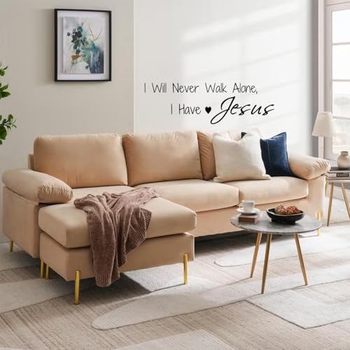 I Will Never Walk Alone I Have Jesus Wall Decal Christian Faith Quote Vinyl Sticker Scripture Motto Decoration for Bedroom or Prayer Room