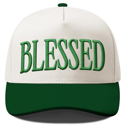 Put It On My Husband's Tab Funny Trucker Hats Women Vintage Adjustable Baseball Cap Embroidery Fashion Trucker Hat - color: Blessed - Beige/Green