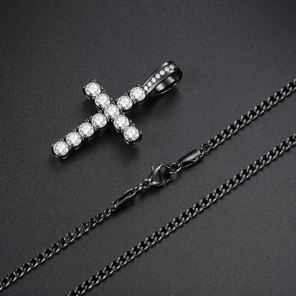 GEMOSA Cross Necklace for Men, Cuban Link Layered Rope Chain Silver/Gold/Black - color: Black Gold, size: 20/22 inch
