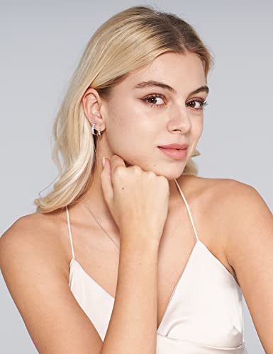 IMOLOVE Huggie earrings for women Ear Cuff Moissanite Stud Earrings Hypoallergenic Earrings for Women Sterling Silver with 18K White Gold Plated Earrings - color: 14.5mm Small Hoop-White
