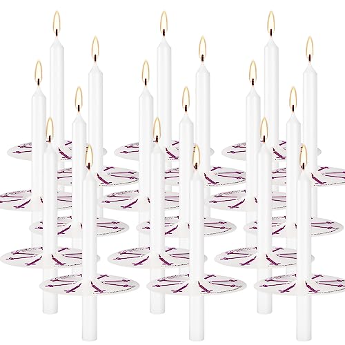 200 White Taper Candles with Drip Protectors Smokeless and Unscented 4.7'' H X 0.47'' D- Handheld Drip Guard,Church for Prayers, Vigil,Memorial Services, Religion,Shabbat, Prayer Candles - color: White, size: 5Inch