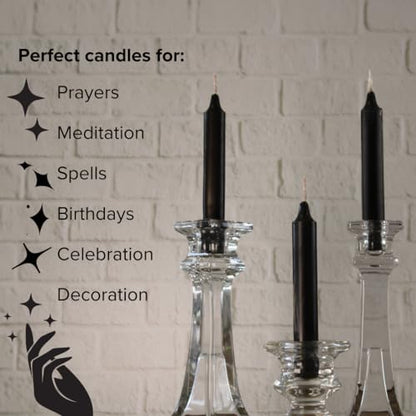 5 Inch Taper Candles, Set of 24, Unscented, Bulk Ritual Candles - color: Black, size: 5 inch - 24 pack