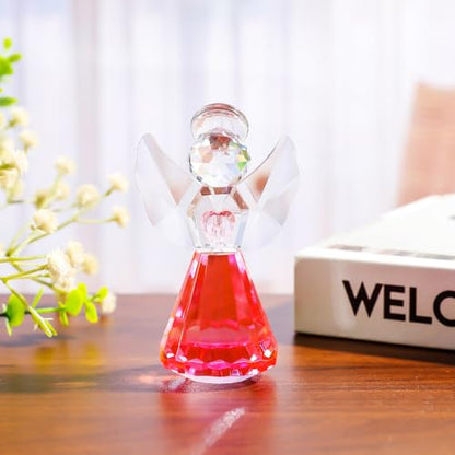 YWHL Pink Crystal Guardian Angel Figurines, Glass Angel Gifts for Women - color: Pink