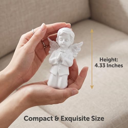 Guardian Angel Figurine Praying Hands Statue Cherub Statue, Boy - color: Angel-boys