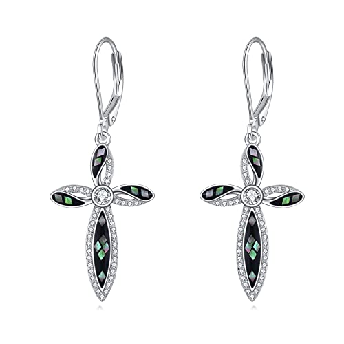 Cross Earrings 925 Sterling Silver Dangle Earring Gifts for Women - style: cross