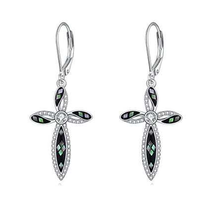 Cross Earrings 925 Sterling Silver Dangle Earring Gifts for Women - style: cross