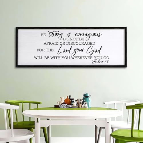 Foutcheou Be Strong And Courageous Sign Bible Verse Wall Art 40"×15" Black - color: Be Strong And Courageous Black, size: 40"L x 15"W