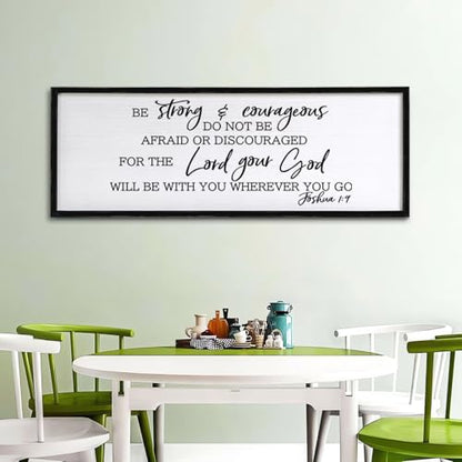 Foutcheou Be Strong And Courageous Sign Bible Verse Wall Art 40"×15" Black - color: Be Strong And Courageous Black, size: 40"L x 15"W