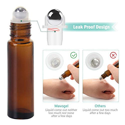 Mavogel 24 Pack 10ml Roller Bottles for Essential Oils