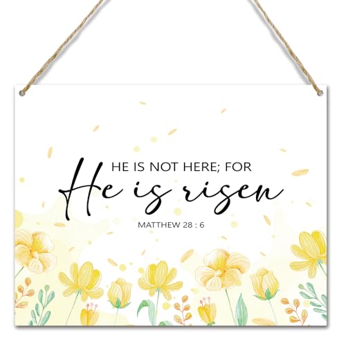 Watercolor Christian Wooden Hanging Sign Bible Verse Wall Decor for Home Office Gifts for Christmas Rustic Religious Hanging Door Wall Signs Floral Inspirational Wall Quote Sign 10x8 inches - JZ022 - color: yellow flower 02