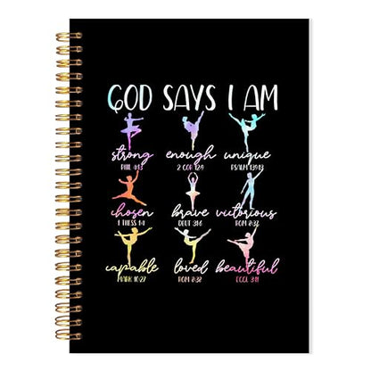 God Says I Am Dancer Christian Spiral Notebook, Bible Verse Journal, Christian Gifts for Women Faith, Church Notes Notebook, Religious Scripture Journal for Women, 5.5x8.3 Inch