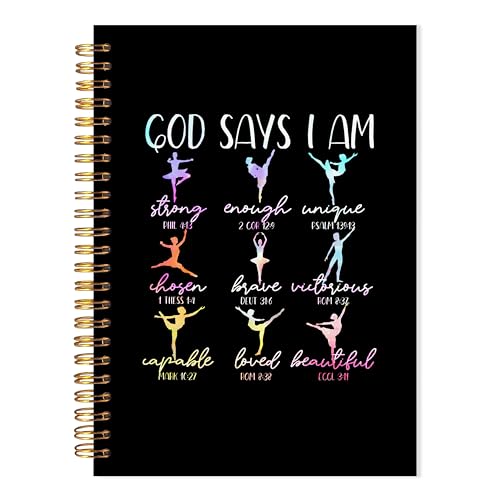 God Says I Am Dancer Christian Spiral Notebook, Bible Verse Journal, Christian Gifts for Women Faith, Church Notes Notebook, Religious Scripture Journal for Women, 5.5x8.3 Inch