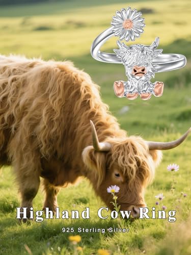 Dorunmo Adjustable Open Rings 925 Sterling Silver Cute Animal Rings for Women Vintage Jewelry Gifts - style: Highland Bull