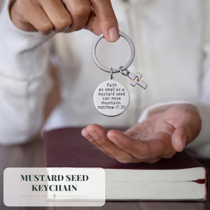 12 Set Mustard Seed Keychain with Seed for Christian Men Women