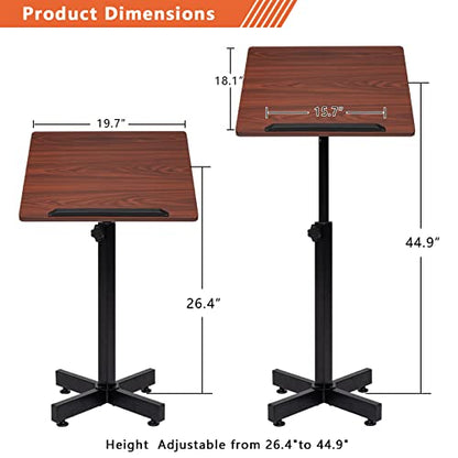 Bonnlo Classic Lectern Podium Stand, Height Adjustable Church Classroom Lecture, Portable Presentation Concert Podium, Multi-Function Reading or Laptop Desk with Edge Stopper, Brown (Brown) - color: Brown