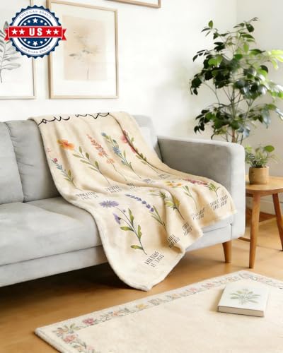 Floral Christian Blanket - Ultra-Soft 60"x80" Throw Blanket for Women, Featuring Uplifting Scripture & Design, The Perfect Inspirational & Religious Gift for Her