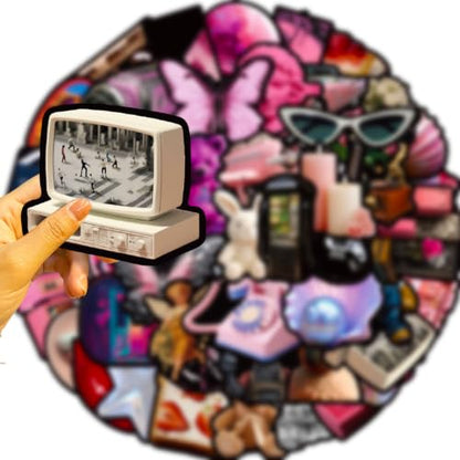 DothRayan 100Pcs Cool Trendy Y2K Stickers, Aesthetic Downtown Girls Stickers Pack for Water Bottle Funny Waterproof Sticker for Teens Adults Vinyl Decals for Laptop Skateboard Party Supplies - color: Downtown Girls B