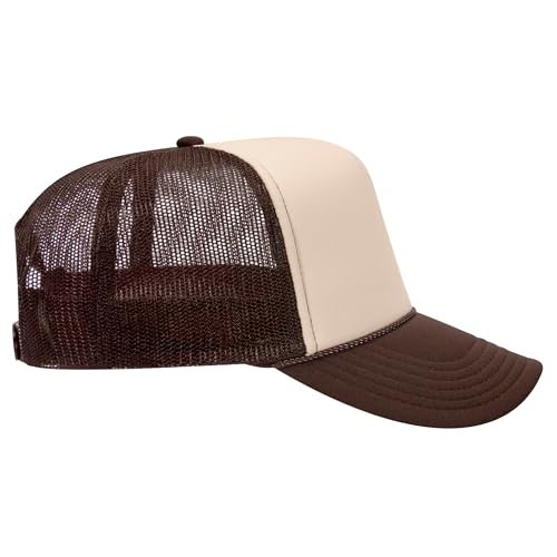 Hold On & Pray Trucker Hat | Christian Jesus God Blessed Faith Cowboy | Premium Snapback Hat for Men & Women - color: Brown/Tan
