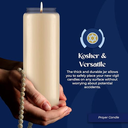 Lerner 9-Day Memorial Candles, 20 Pack, 7” Pillar Prayer Candle in Plastic Jar, Long-Lasting Smokeless Clean Burning Mourning & Shiva Candle for Vigils, Church, Emergencies, Jewish Yahrzeit Candles - style: 20 Pack