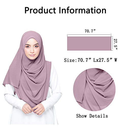LMVERNA Solid Color Bubble Chiffon Scarf for Women Fashion Soft Hijab Long Scarfs Wrap Scarves - color: Dusty Pink