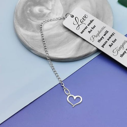 Bible Bookmark Book Lover Gift Christian Bookmark Inspirational Scripture Bookmarks Religious Gifts for Women Men Girls Book Marks for Reading First Communion Gifts for Girls Baptism Graduation Gift - color: Bible Verse Metal Bookmark 02