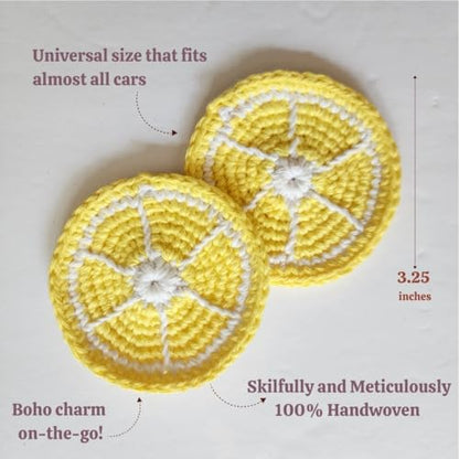 Cotton Crotchet Fruit Car Coaster Set (Sunny Peel) - color: Lemon Love