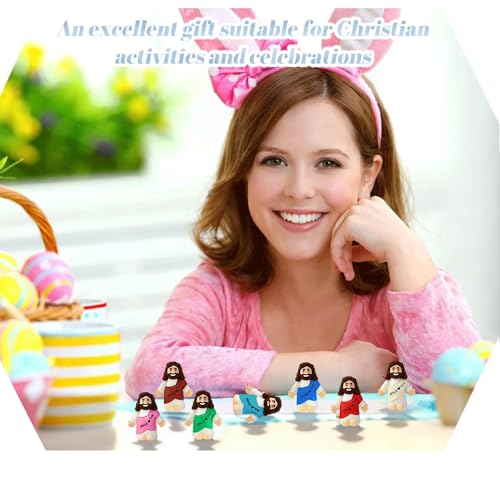 150 Pcs Easter Little Jesus Figures Mini Jesus Figurines Bulk to Hide and Seek Tiny Christ Savior Love You Religious Party Favors for Easter Egg Stuffers Sunday Religious Party Favor Baptism Gifts