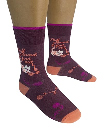 FUNATIC Crazy Socks with Funny Sayings - Novelty Gift for Men, Women, Adult - color: Fluff Around and Find Out